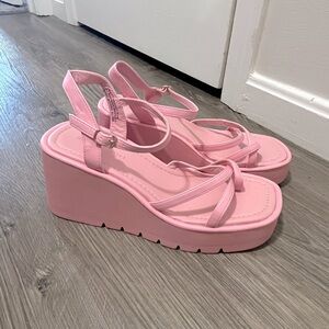 Pink platform sandals